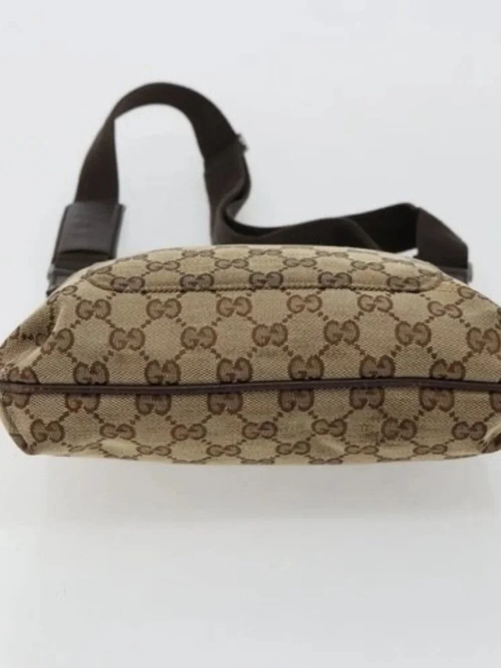 GUCCI GG Canvas Shoulder Bag Beige Silver 122793 Auth 180064